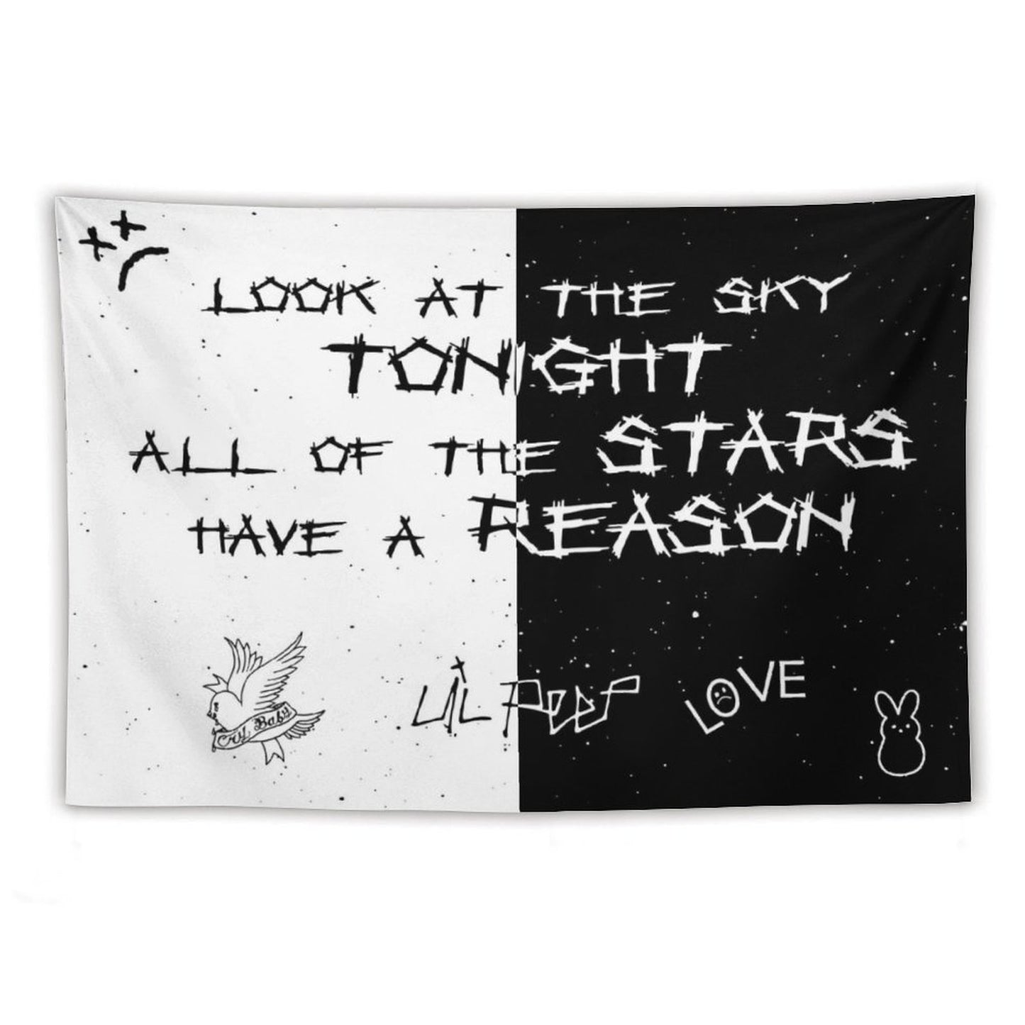 Lil Peep White And Black Star Tapestry