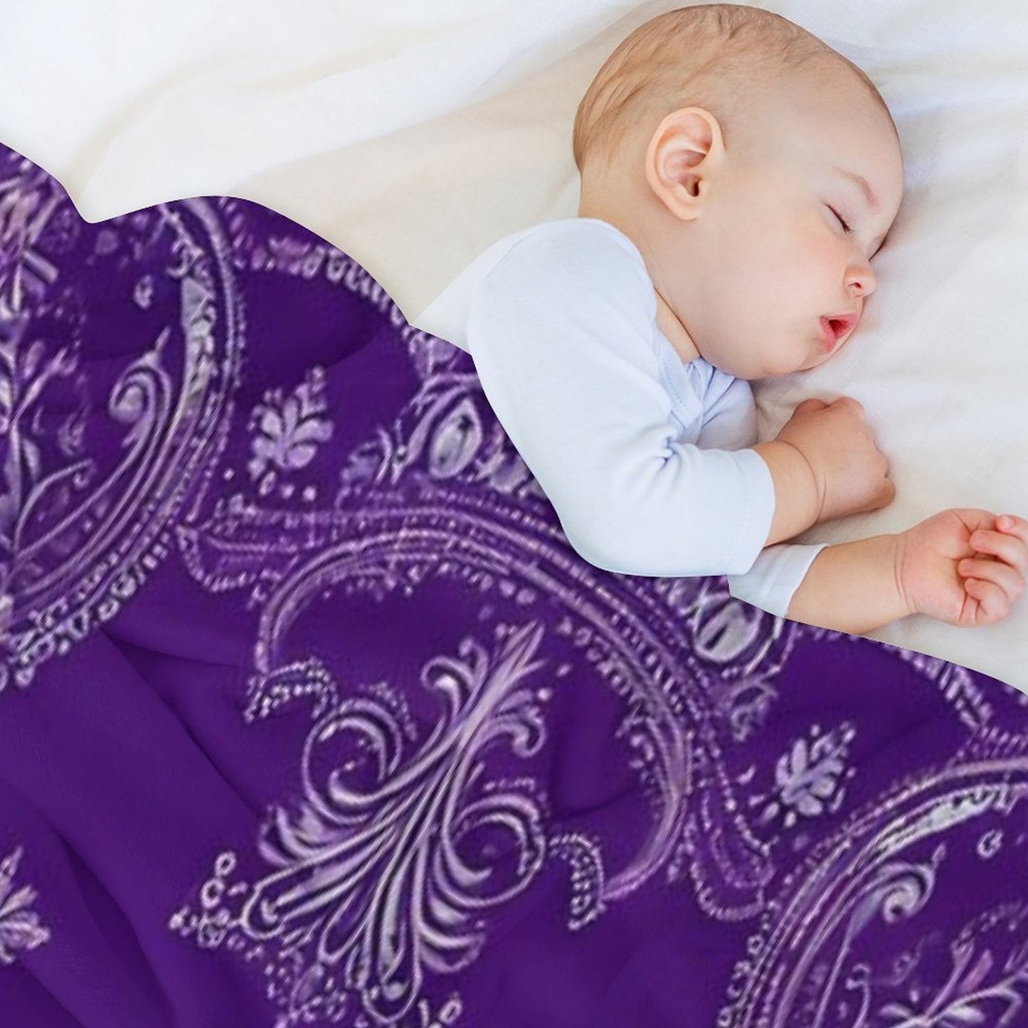 RogerPattern - Pale Purple Elegance White Detail Bandana Throw Blanket