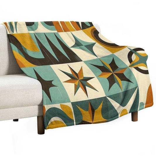 Retro Geometric Pattern Art Throw Blanket