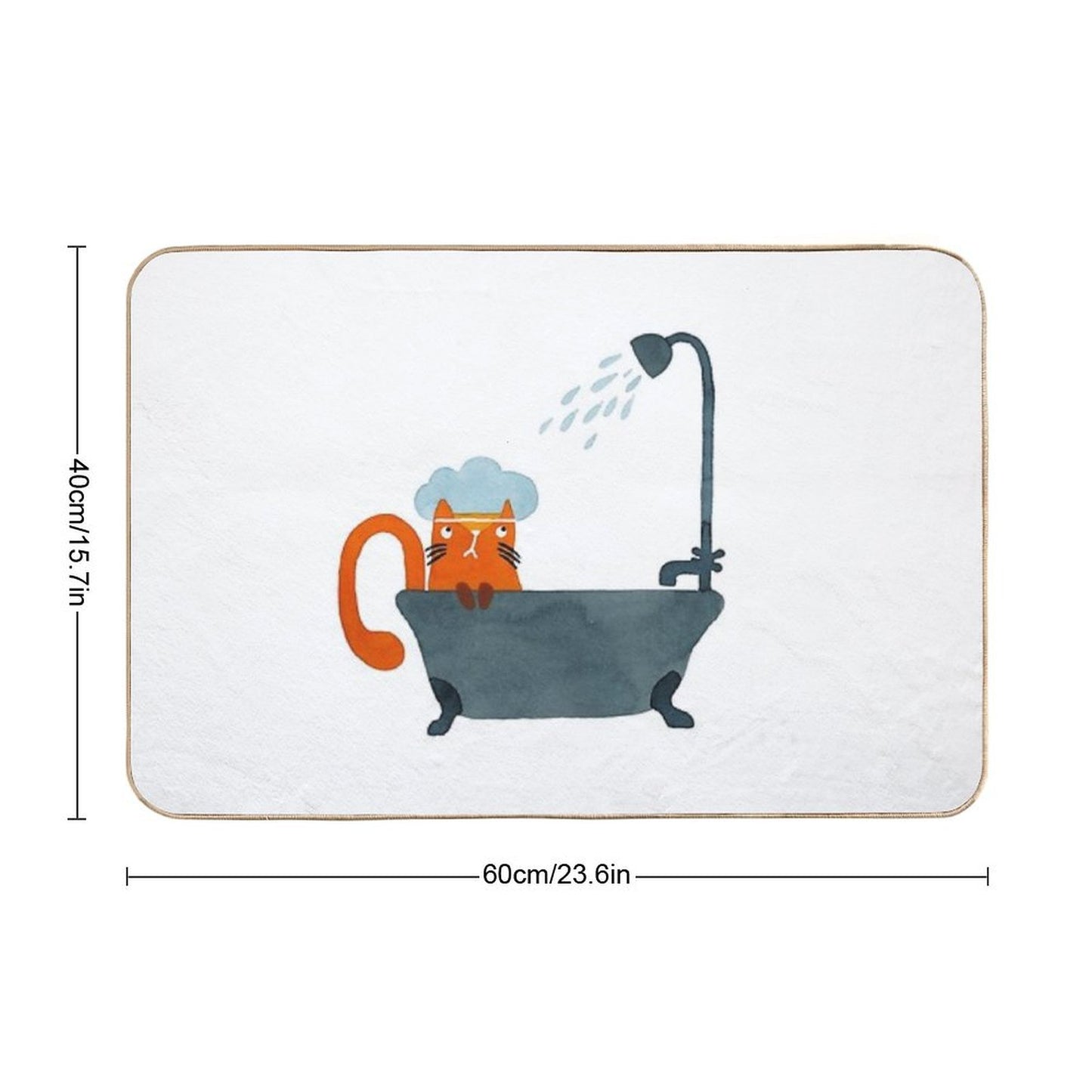 Showers Incoming Watercolour Cat Painting Bath Mat