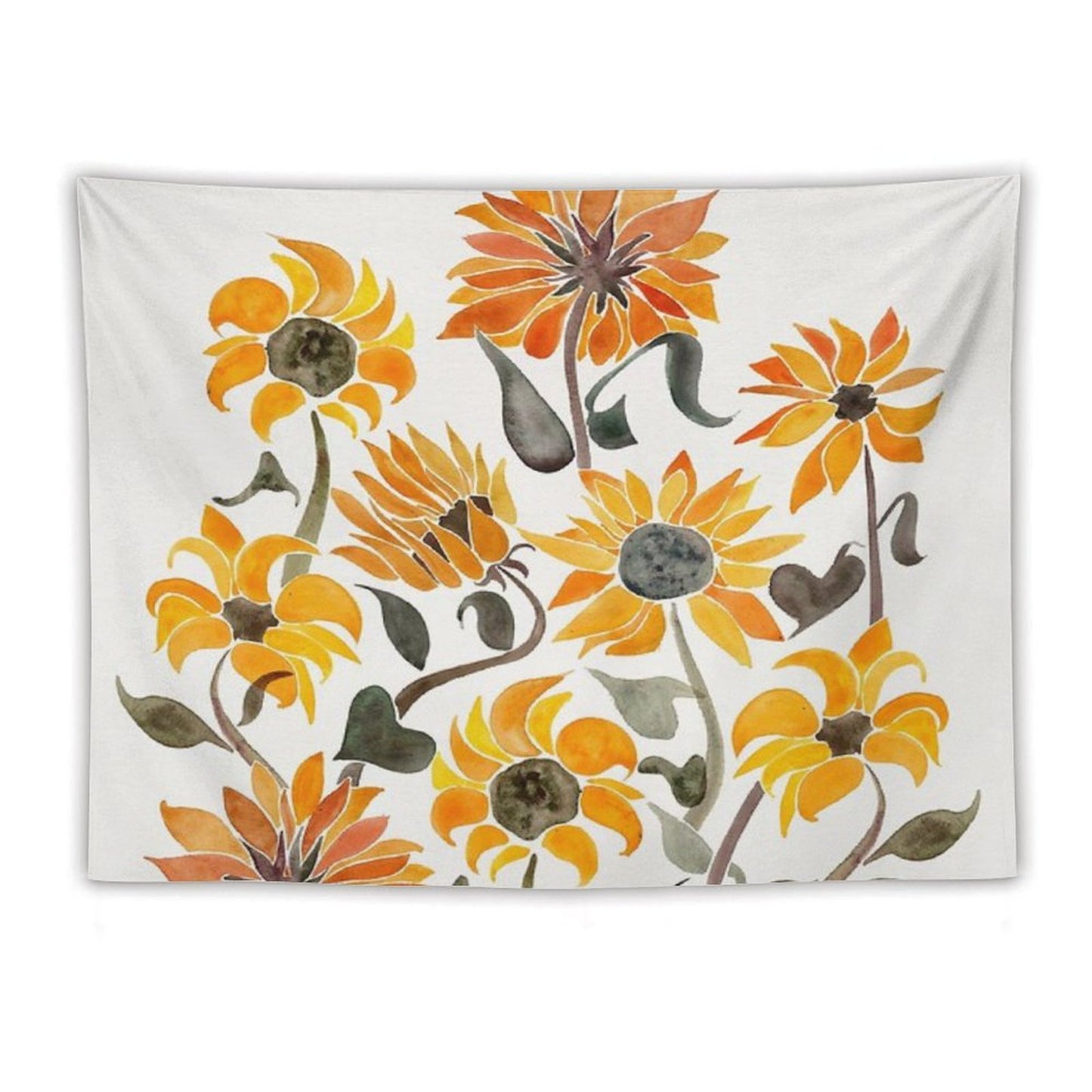 Sunflower Watercolor – Yellow & Black Palette Tapestry