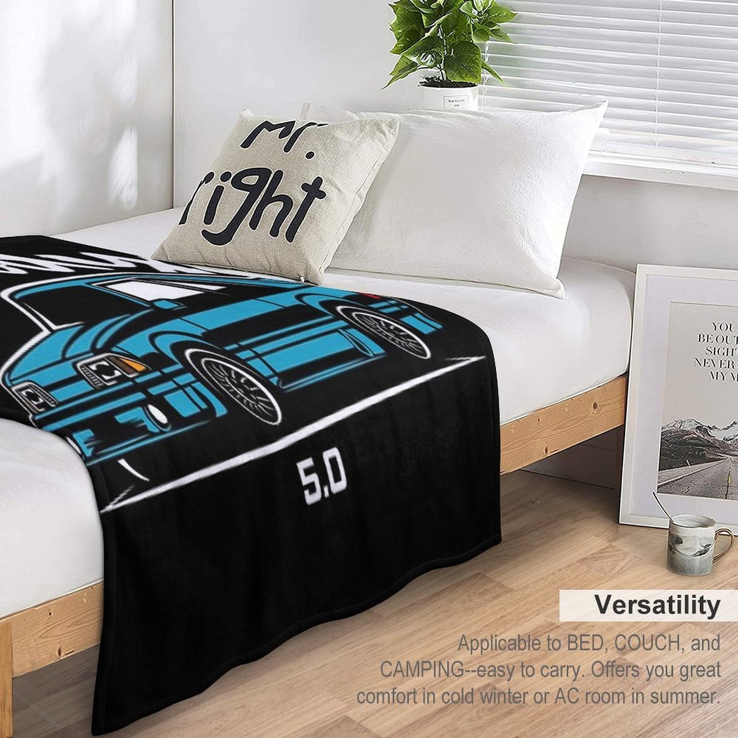 Blue Racing Fox Body Stang Throw Blanket