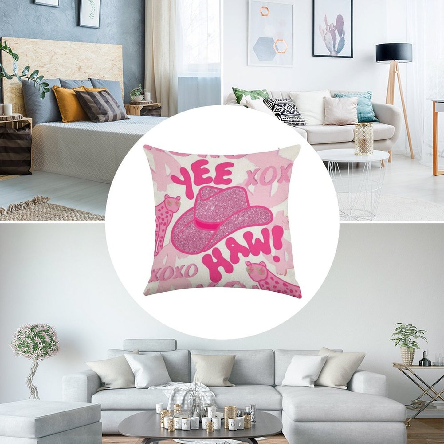 YEEHAW! Linen Throw Pillow Cover