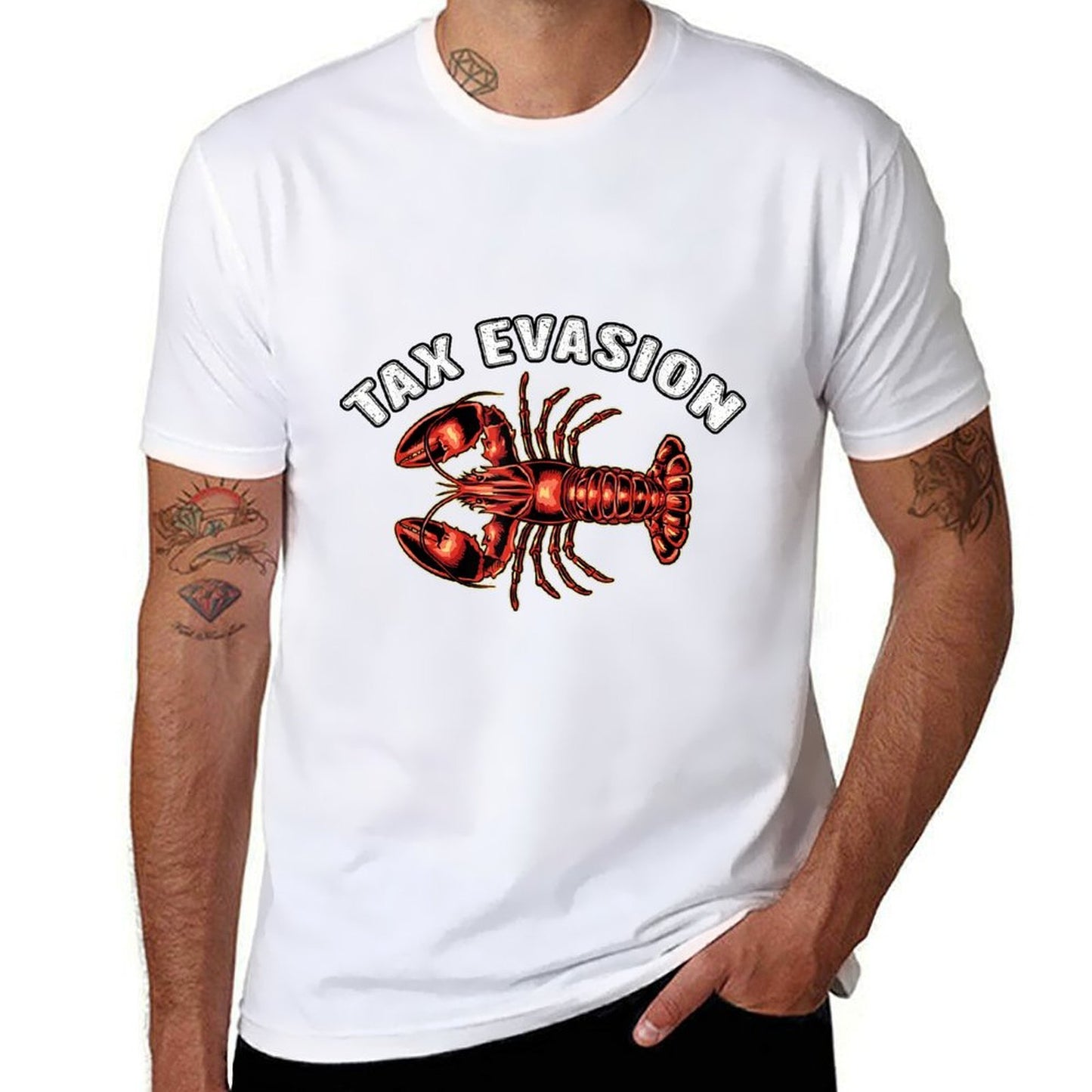 Funny Tax Evasion Lobster Meme Sarcastic Oddly Specific Meme Polyester Blend T-Shirt