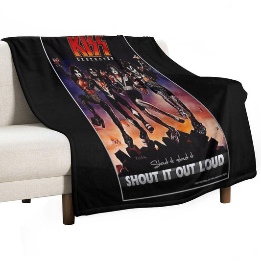 KISS ® The Band - Destroyer - Shout It Out Loud Lyrics Throw Blanket