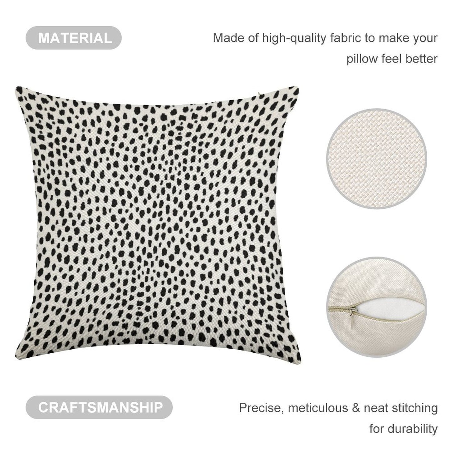 Dalmatian Spots (blackwhite) Linen Throw Pillow Cover