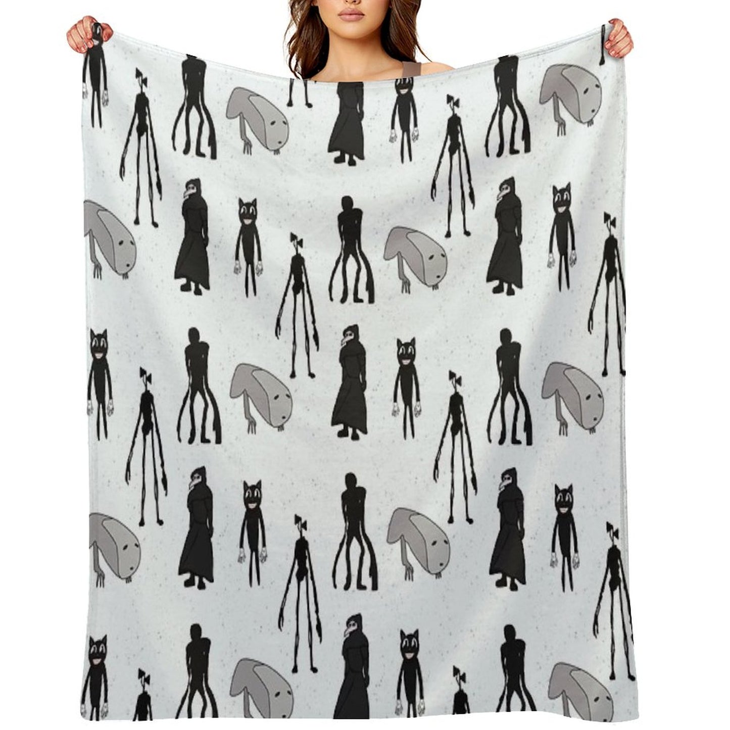 Siren Head, Breaking News, Witch Dr, Bridge Worm, Cartoon Cat Throw Blanket