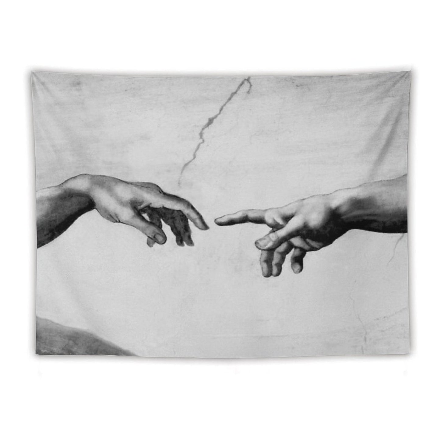 The Creation of Adam - Sistine Chapel Near-touching Hands of God And Adam Red Colorized Tapestry