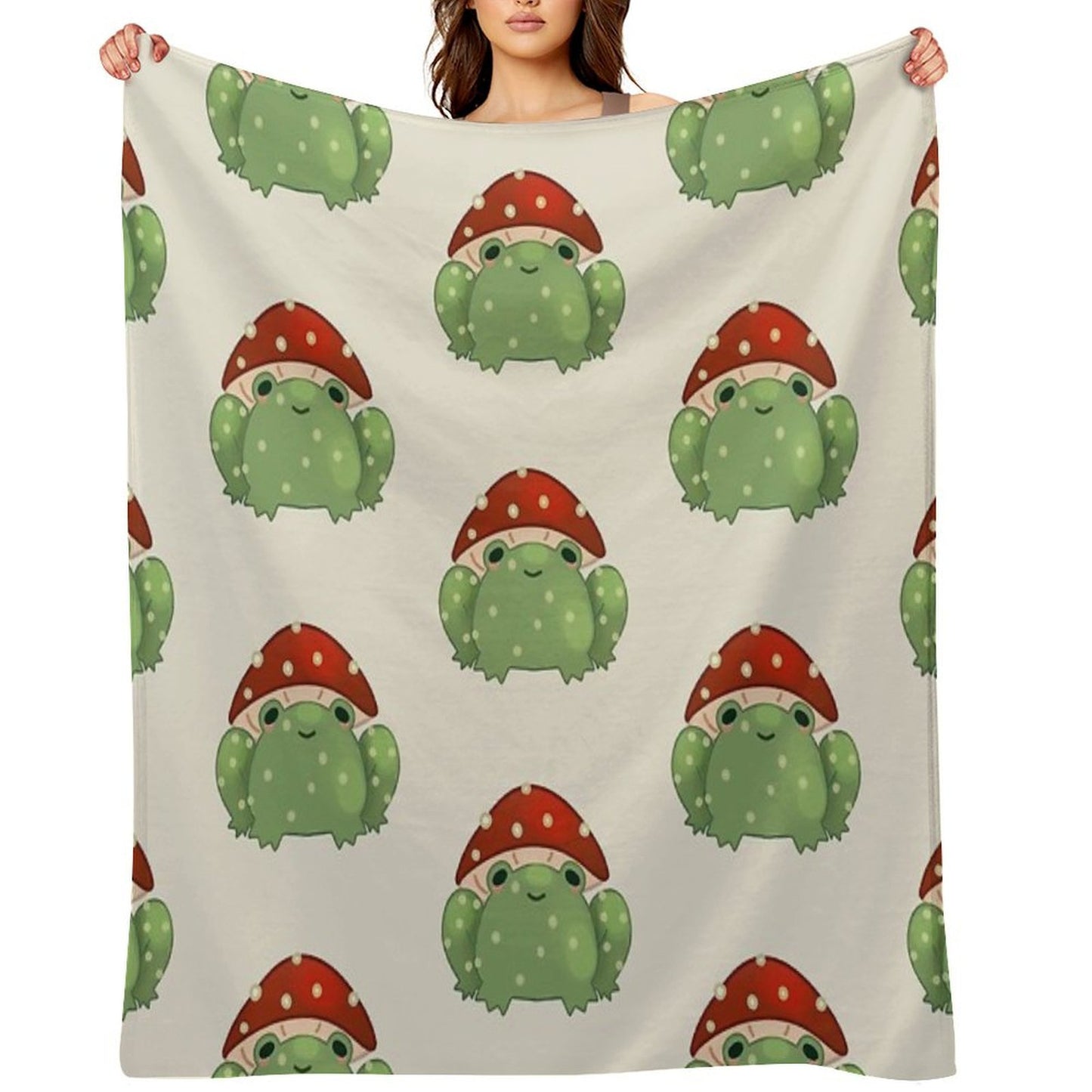 Mushroom Frog Throw Blanket