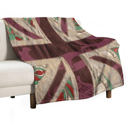 Stitched Fabric Union Jack British Flag Throw Blanket