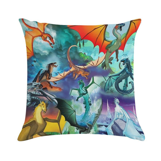 Wing of Fire All Dragon Pattern Background Soft Anti-Pilling Throw Pillow