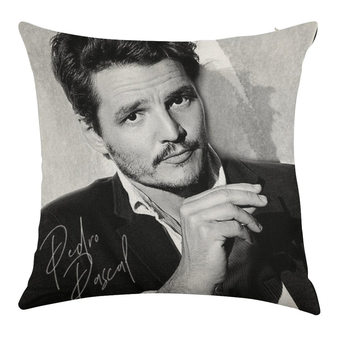 Pedro Pascal - BW III Linen Throw Pillow Cover