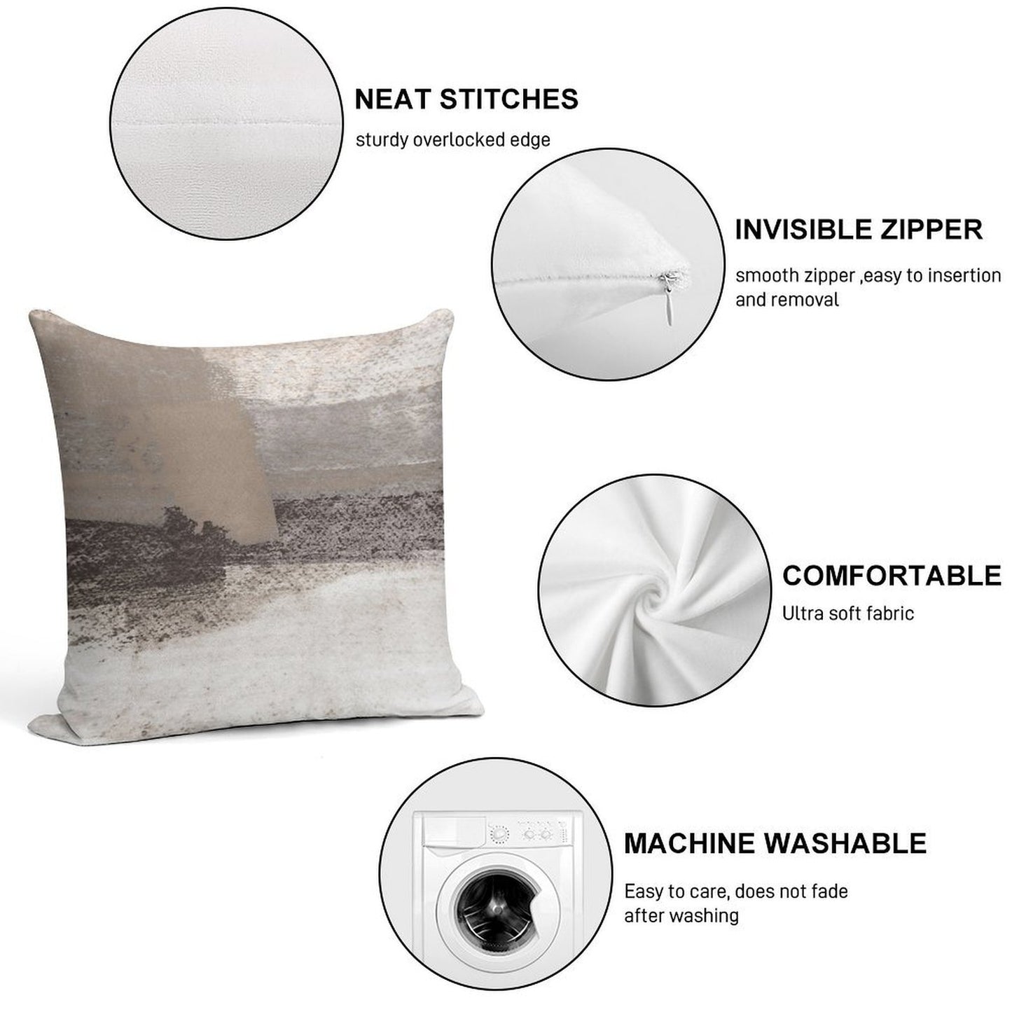 Taupe And Charcoal Grey Horizontal Modern Abstract Painting Soft Ultra-Soft Texture Throw Pillow