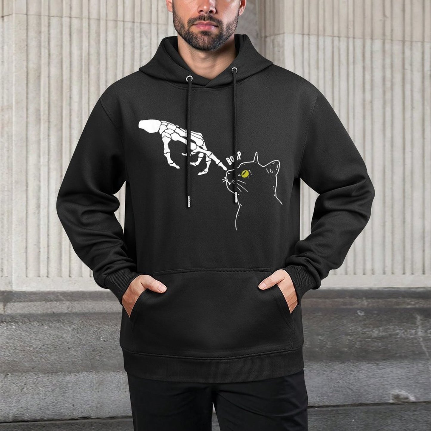 Halloween Skeleton Hand Cat Boop Funny Costume Cat Lovers Adjustable Hood Hoodie