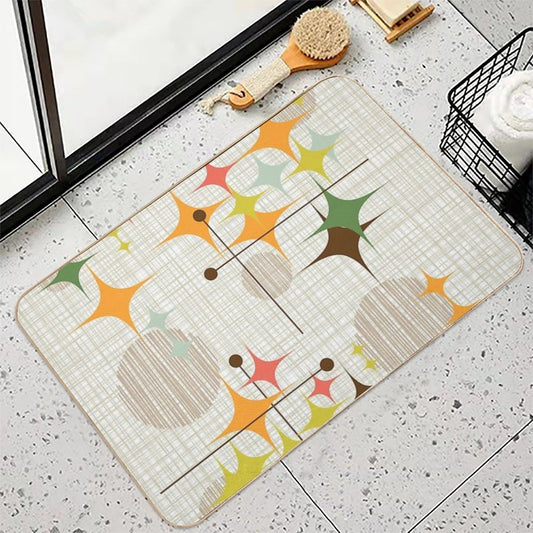 Eames Era Starbursts And Globes 3 (bkgrnd) Bath Mat