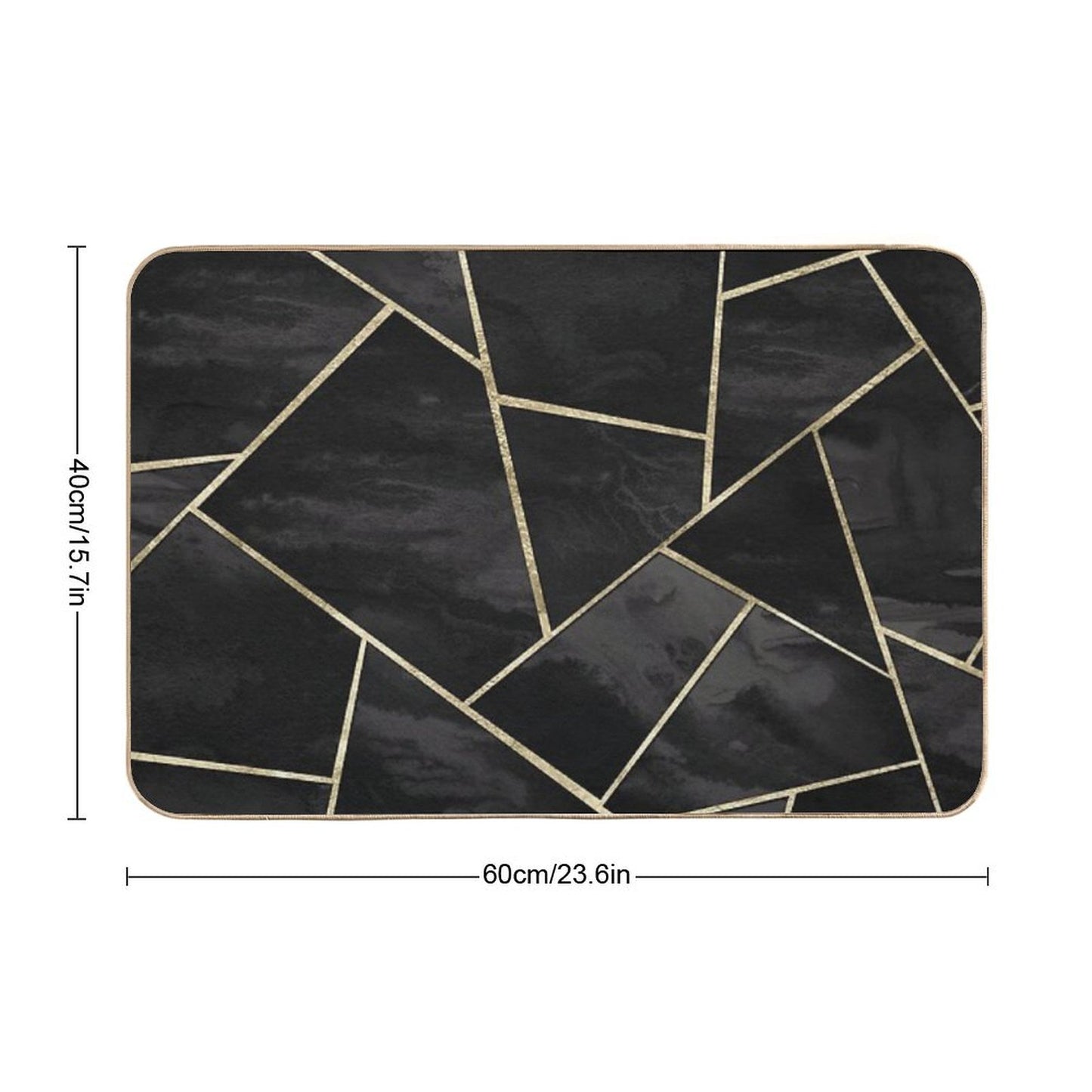 Dark Black Ink Gold Geometric Glam #1 #geo #decor #art Bath Mat