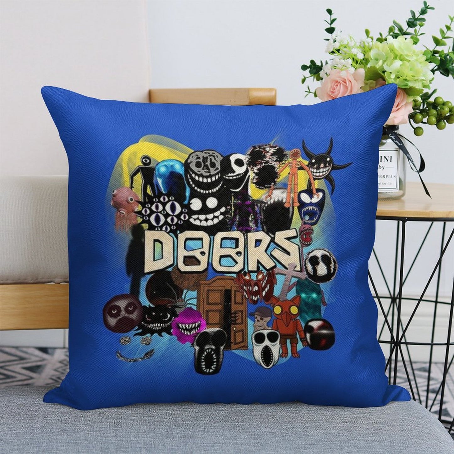 Doors All The Entities New Doors Game Update Linen Throw Pillow Cover