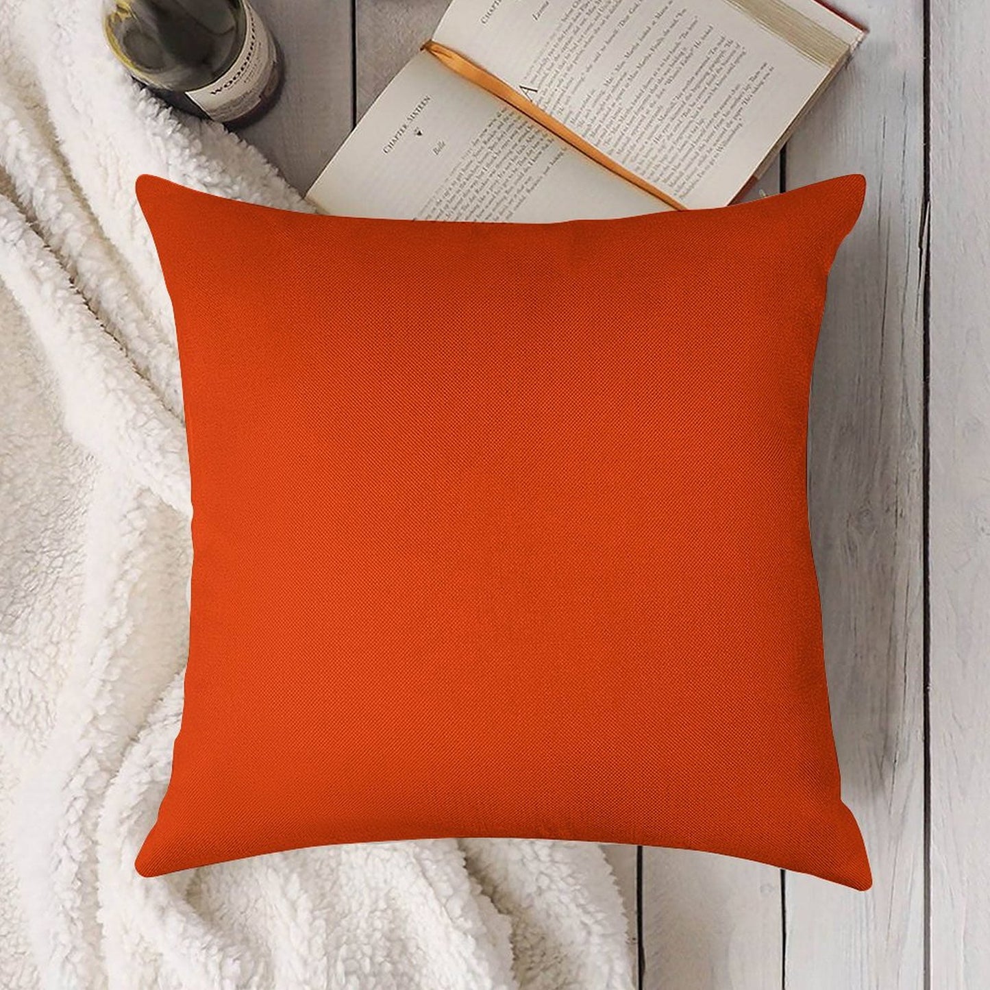 Bright Fluorescent Attack Orange Neon Linen Throw Pillow Cover