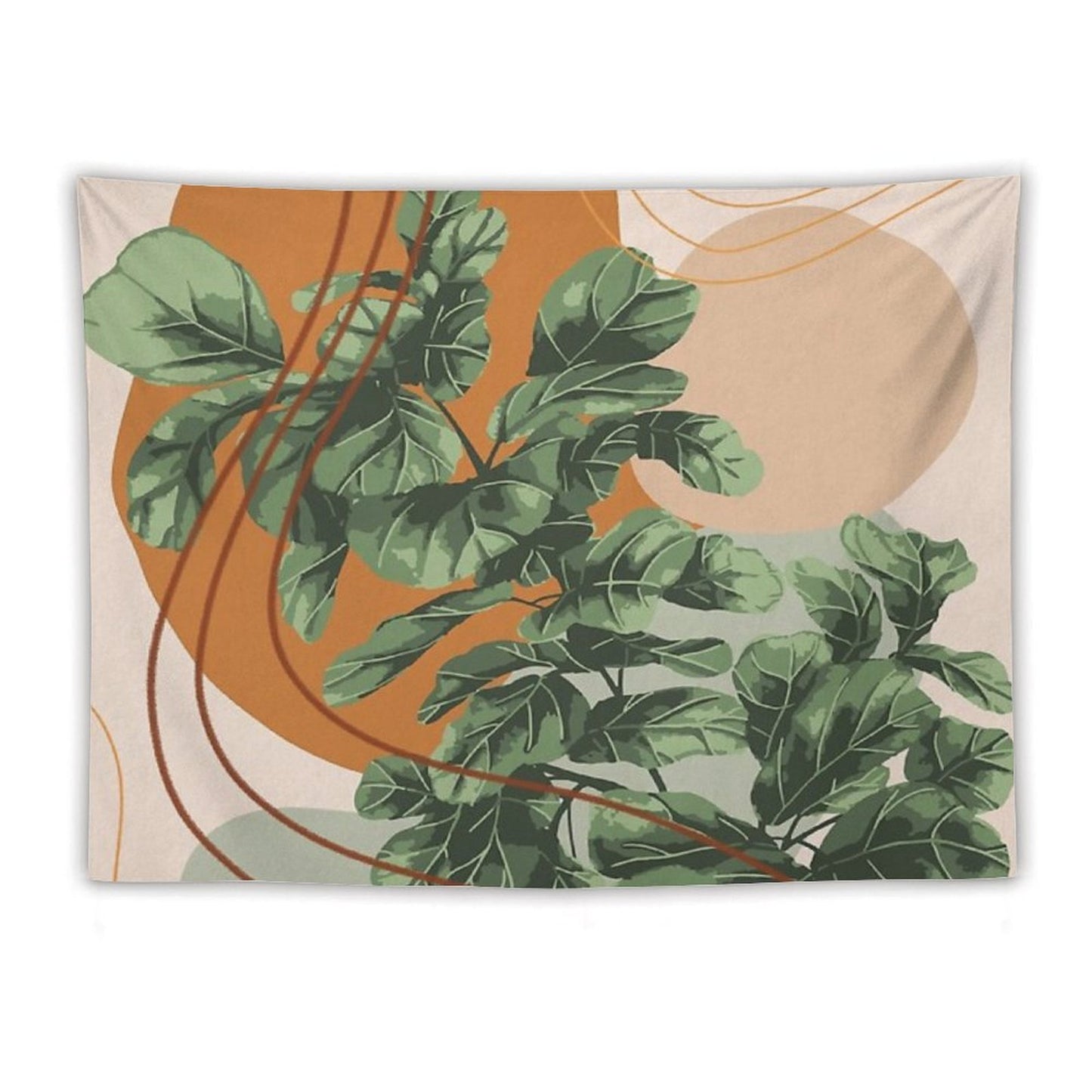Mid Century Modern, Abstract Plant Illustration, Fiddle Leaf Fig Art Tapestry