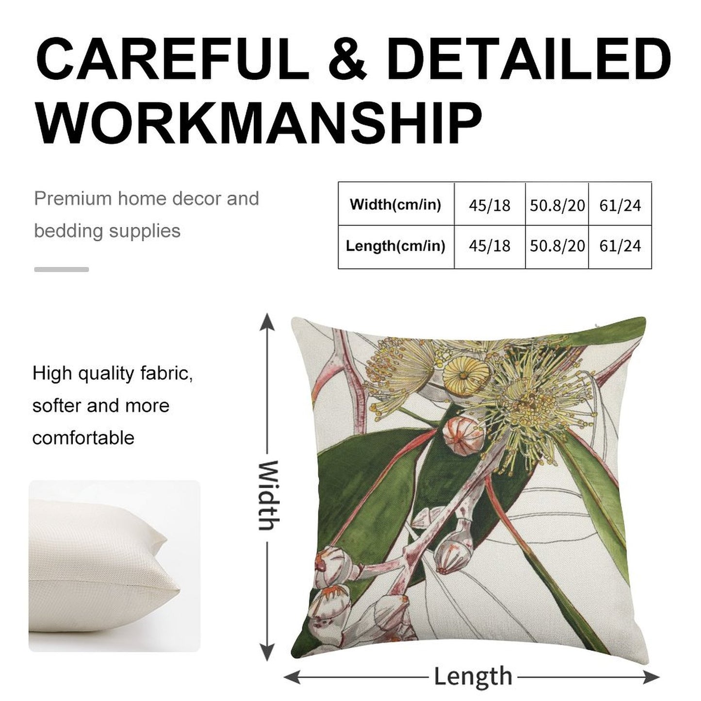 Eucalyptus Mallee Australian Native Linen Throw Pillow Cover