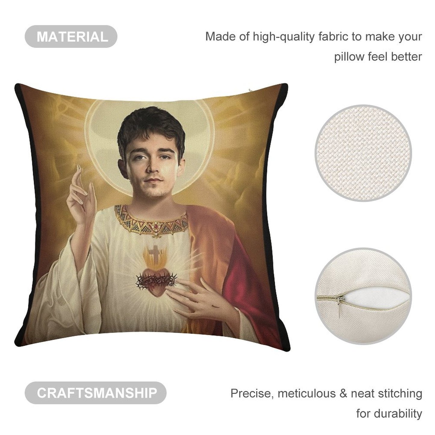 Charles Leclerc Jesus F1 Linen Throw Pillow Cover