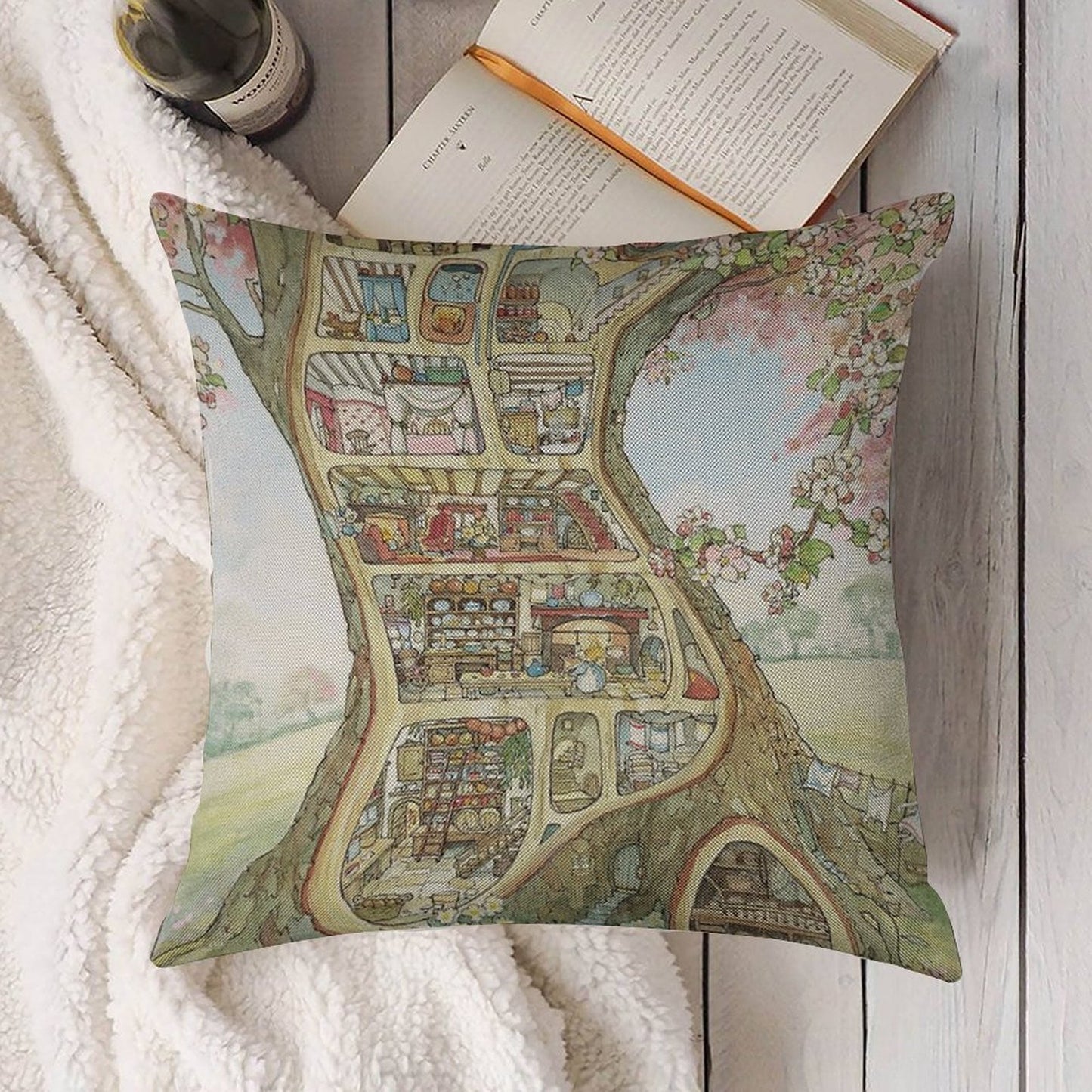 Crabapple Cottage Linen Throw Pillow Cover