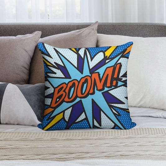 BOOM Comic Book Pop Art Modern Fun Retro Soft Luxury Feel Throw Pillow