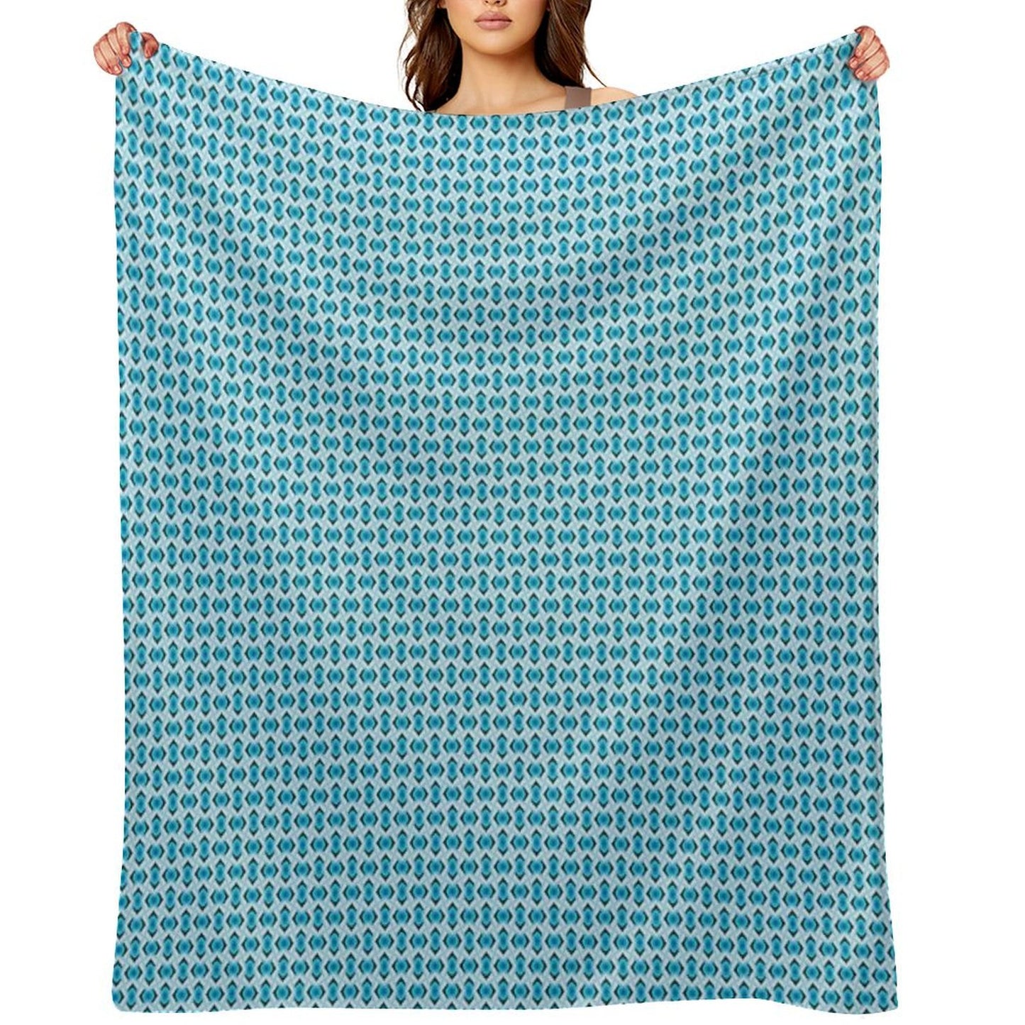 Overlapping Aqua Blue Diamonds Throw Blanket