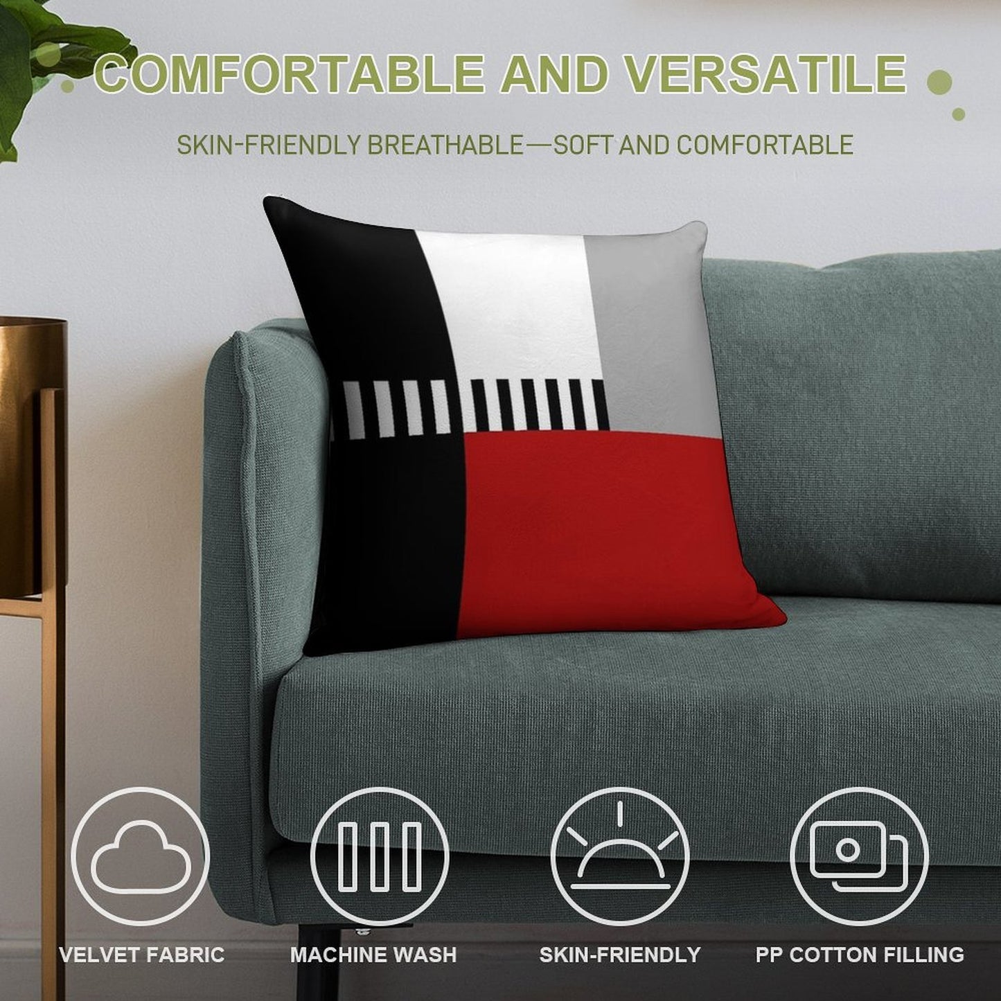 Geometric Pattern Soft Durable Construction Throw Pillow