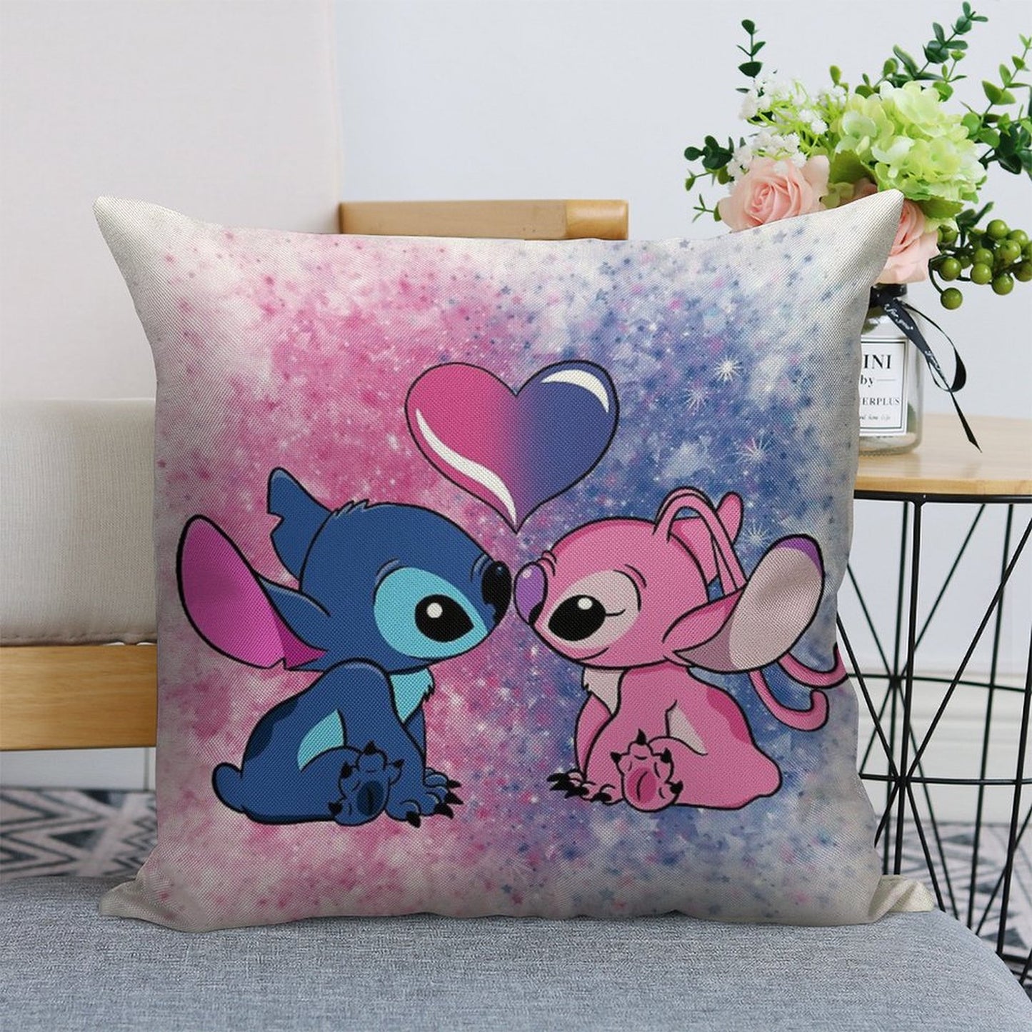 Stitch And Angel Linen Throw Pillow Cover