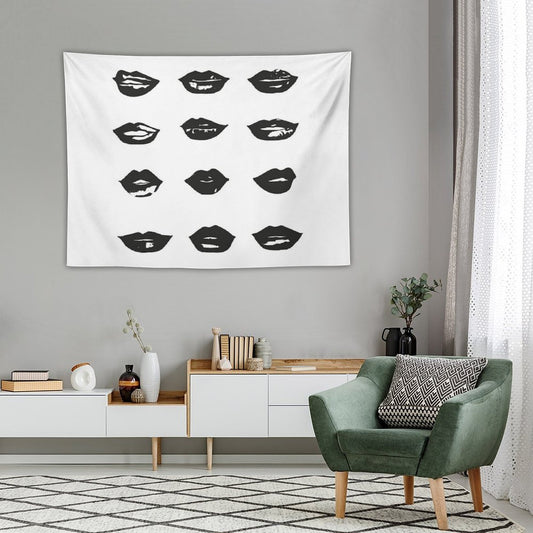 Kiss Kiss in Black And White Tapestry