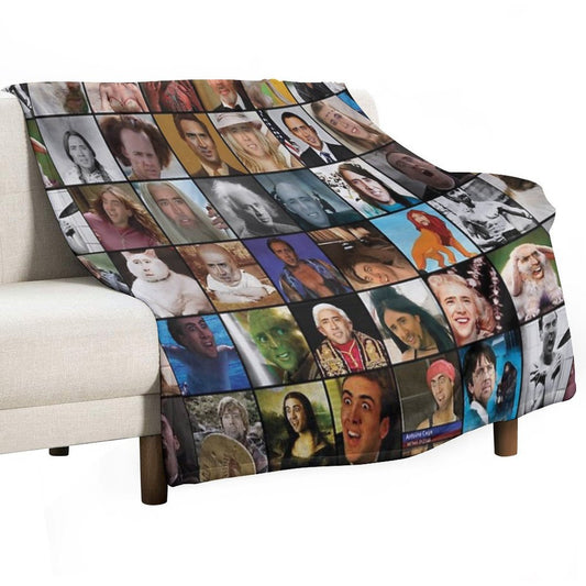 Nicholas Cage Pattern - Nicolas Cage - Nick Cage Nic Cage Throw Blanket