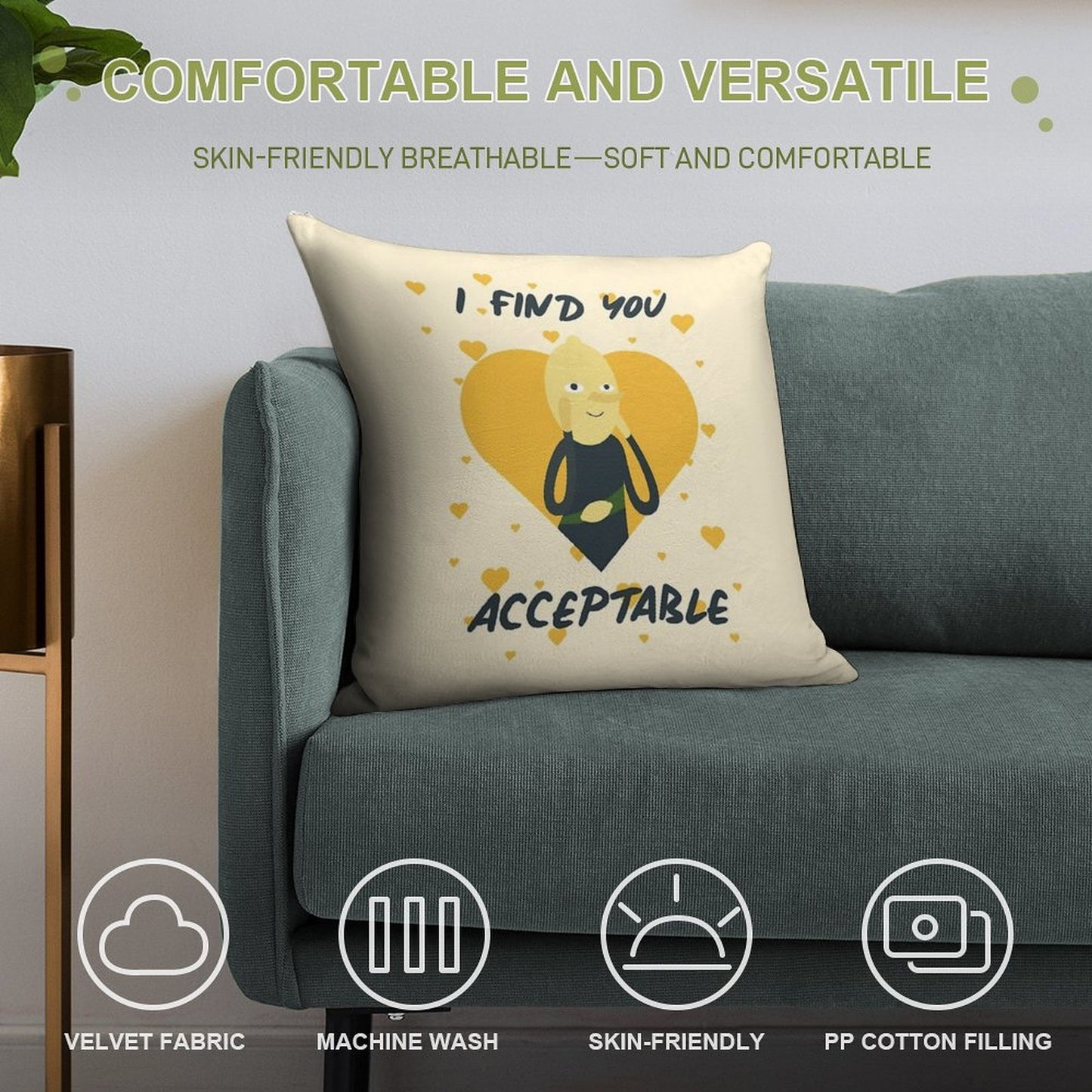 I Find You Acceptable (Adventure Time) Soft Ultra-Soft Texture Throw Pillow