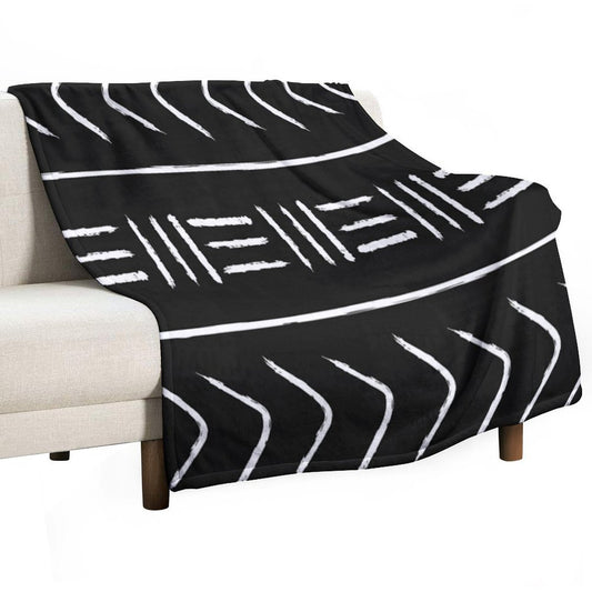 Black Mudcloth - Pillow Version Throw Blanket