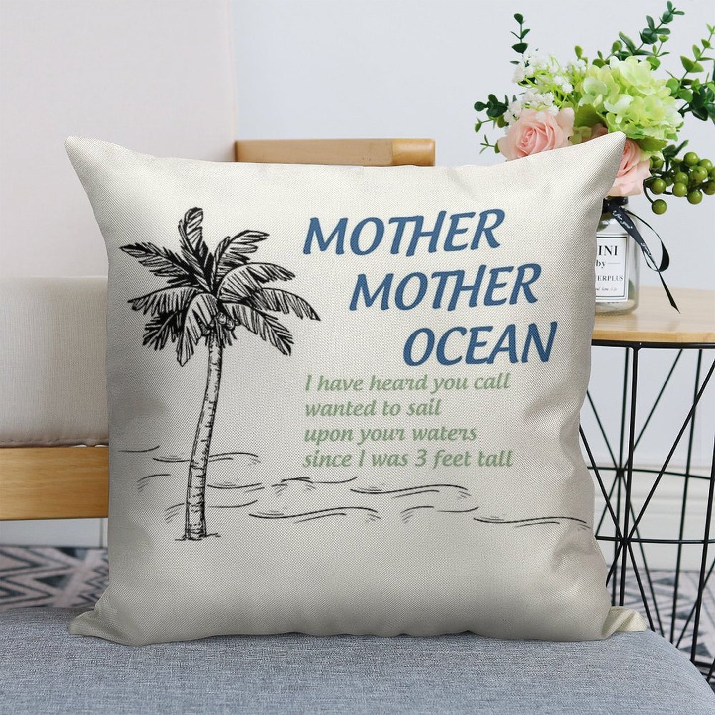 Mother, Mother, Ocean Linen Throw Pillow Cover