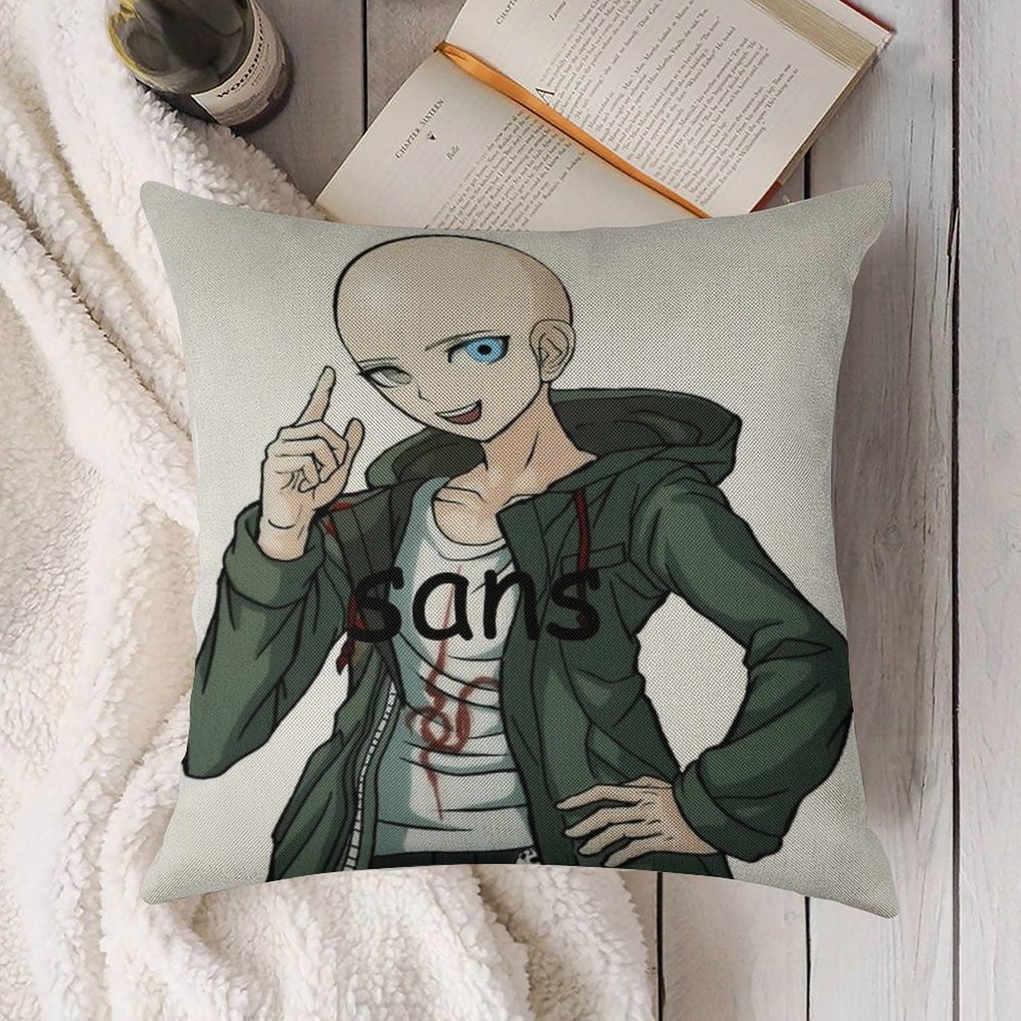 Komaeda Sans Linen Throw Pillow Cover