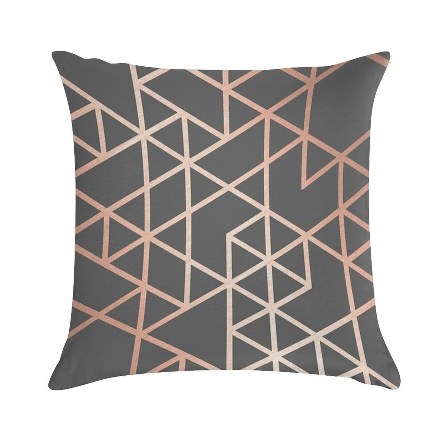 Rose Gold And Gray Geometric Pattern Soft Luxury Feel Throw Pillow