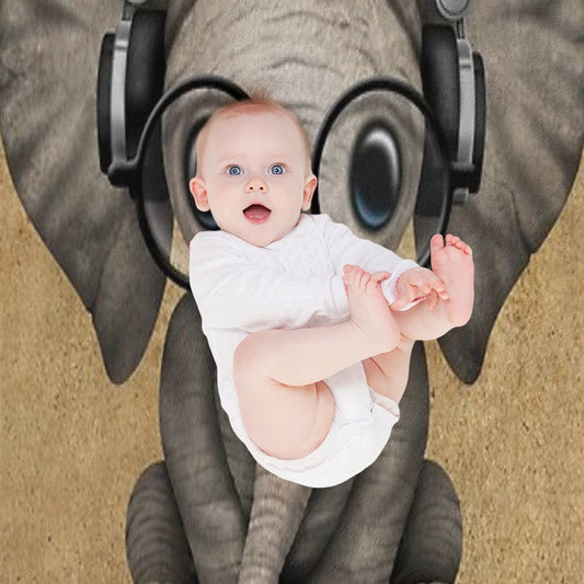 Cute Baby Elephant Dj Wearing Headphones And Glasses Throw Blanket