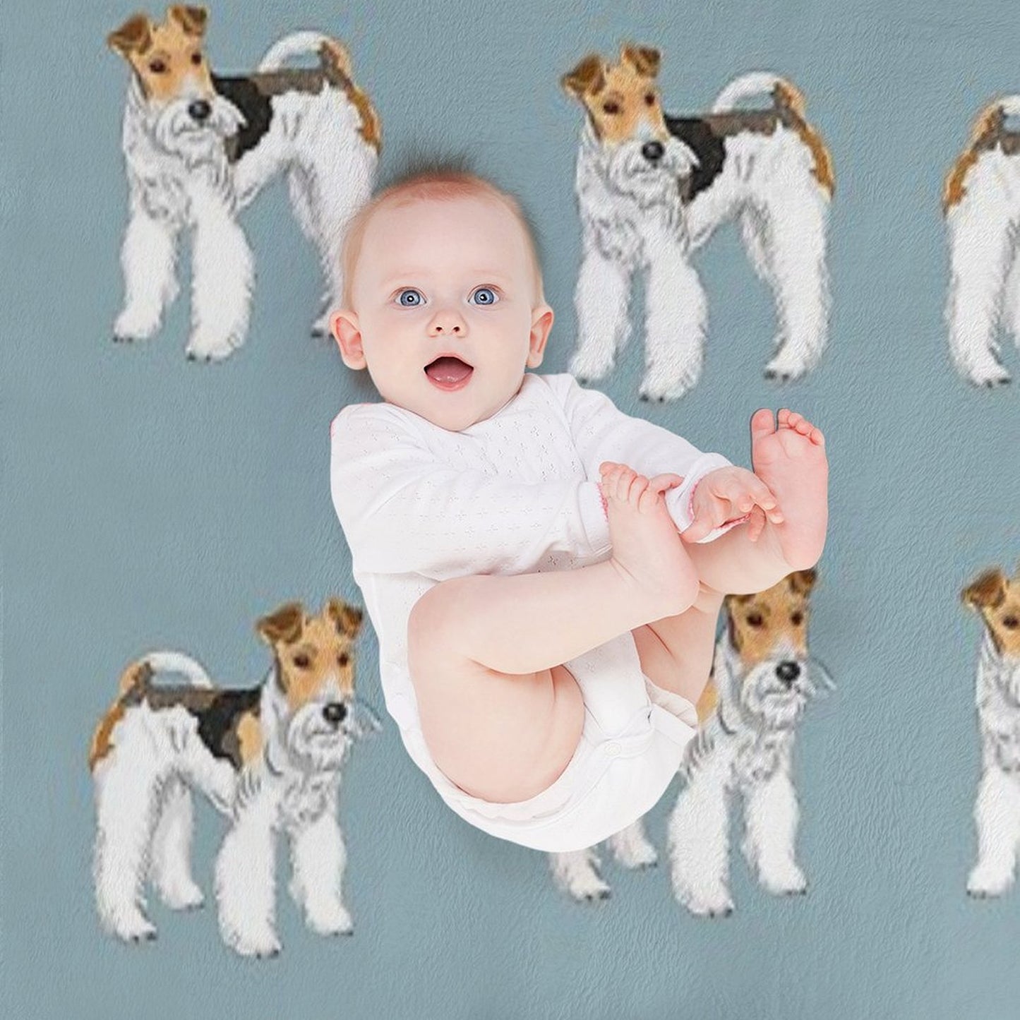 Retro Wire Haired Fox Terrier Design Throw Blanket