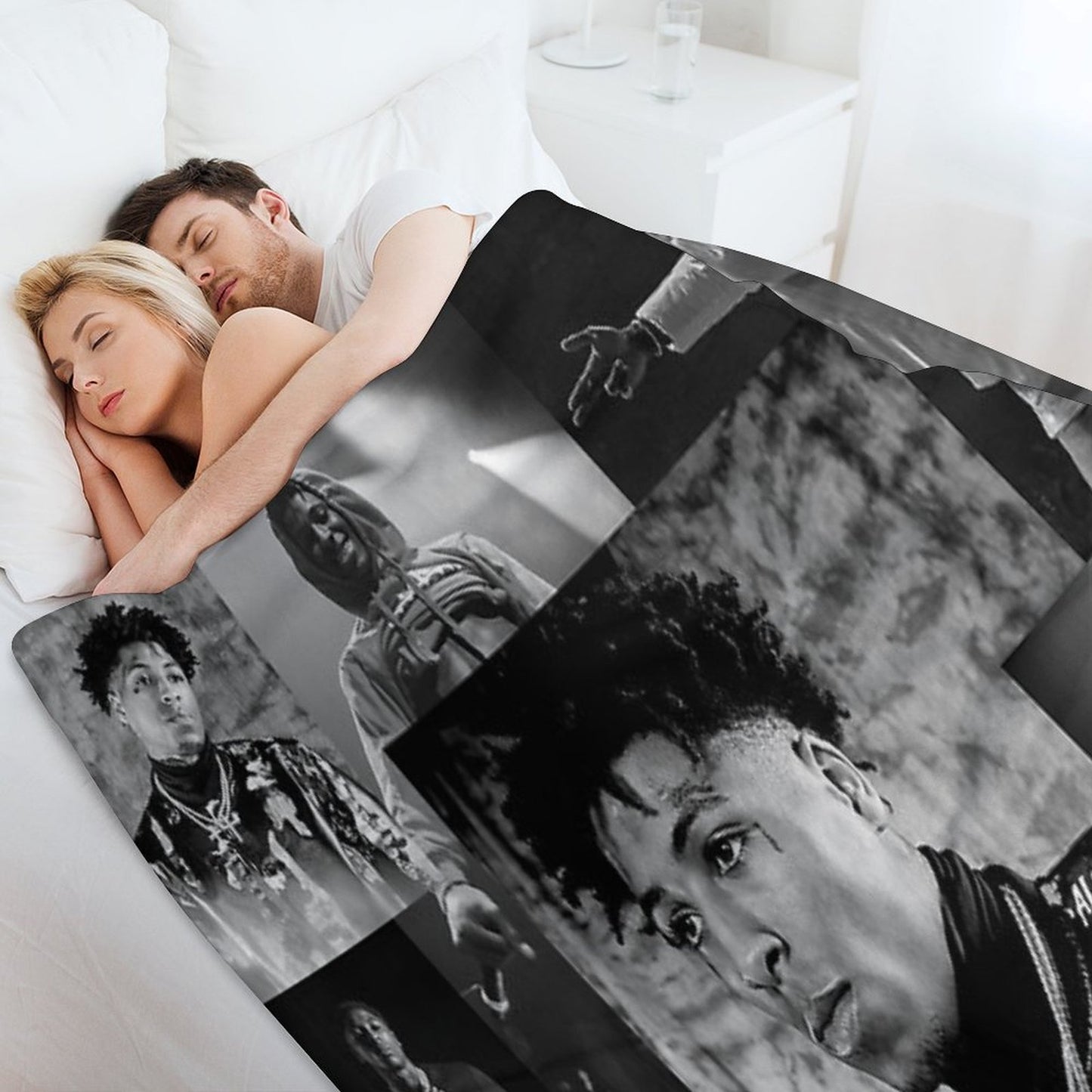 Youngboy B&W Never Broke Again Collage Throw Blanket