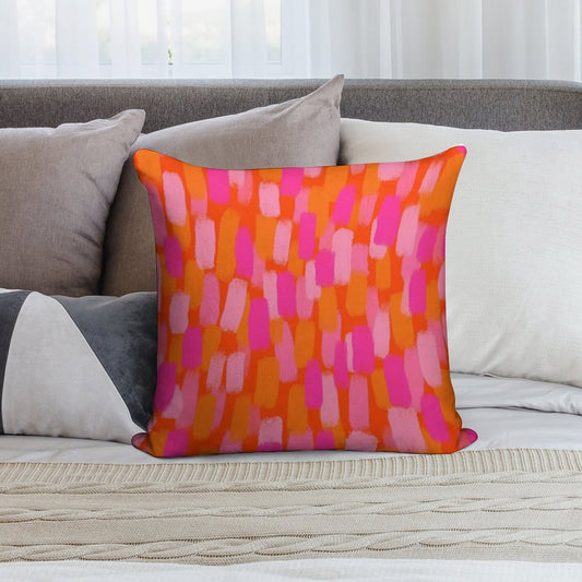 Abstract, Pink And Orange, Paint Brush Effect Soft Multiple Sizes Throw Pillow