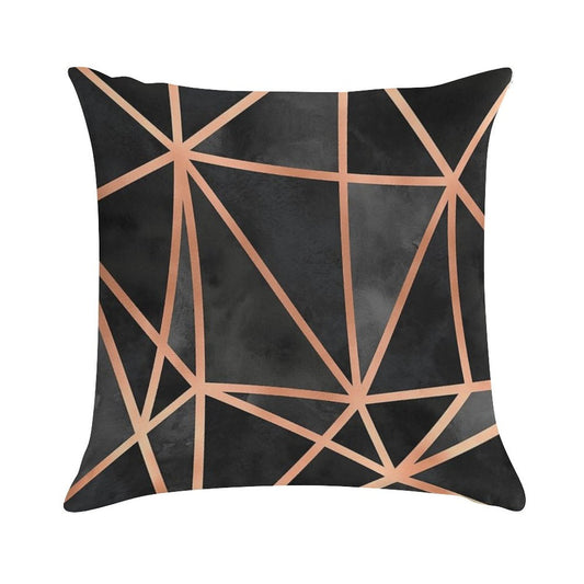 Black And Copper Geo Soft Skin-Friendly Throw Pillow