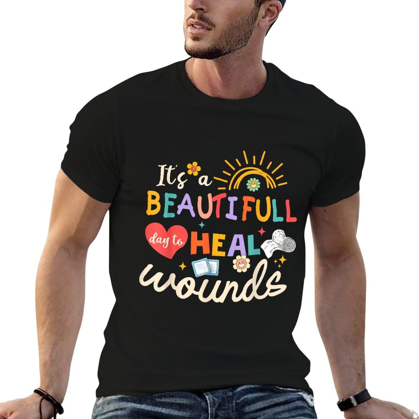 Its A Beautiful Day To Heal Wounds Retro Wound Care Nurse Os T-Shirt