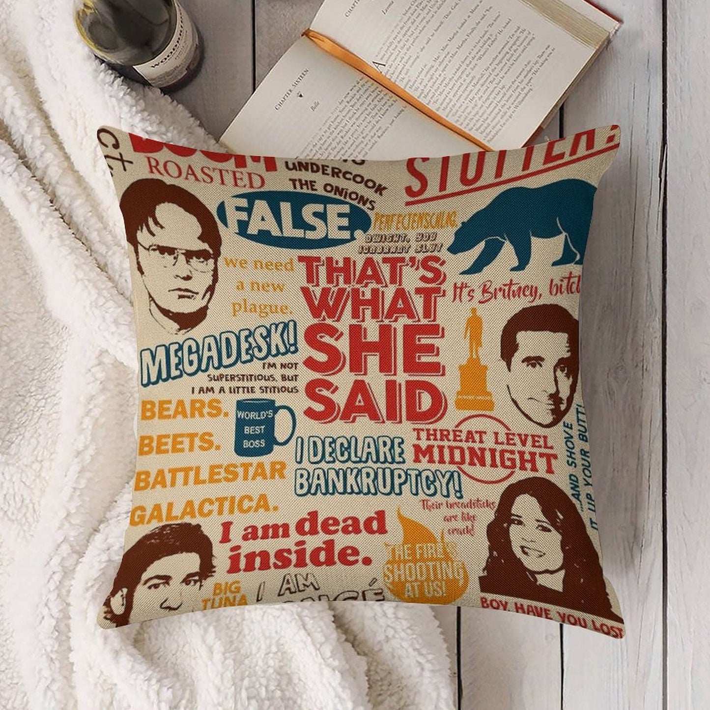 All The Best Quotes from The Office - That's What She Said! Linen Throw Pillow Cover