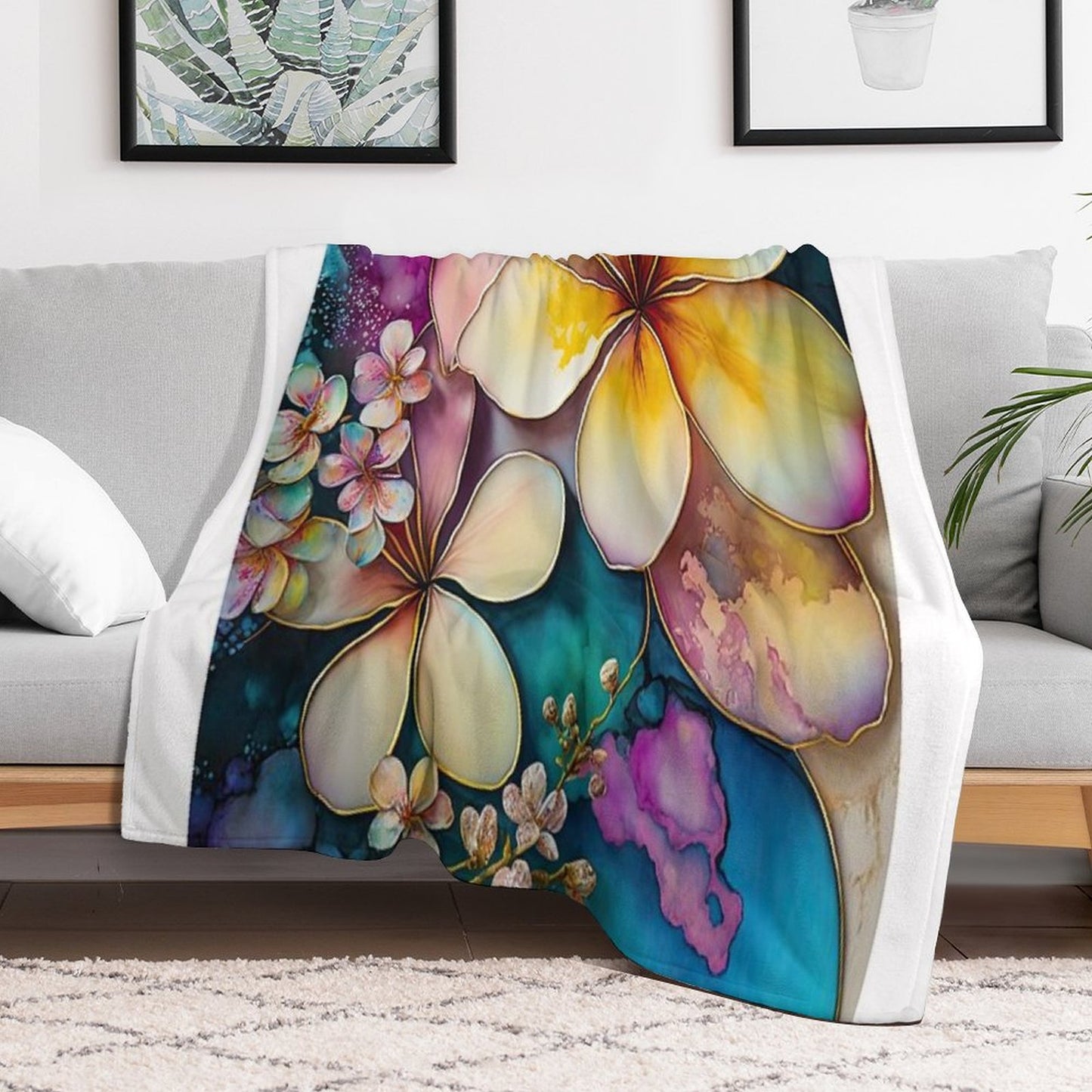 Plumeria Throw Blanket