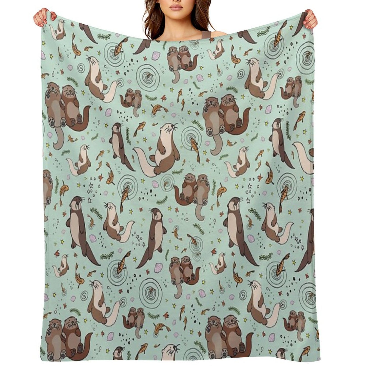 Sea Otters Throw Blanket