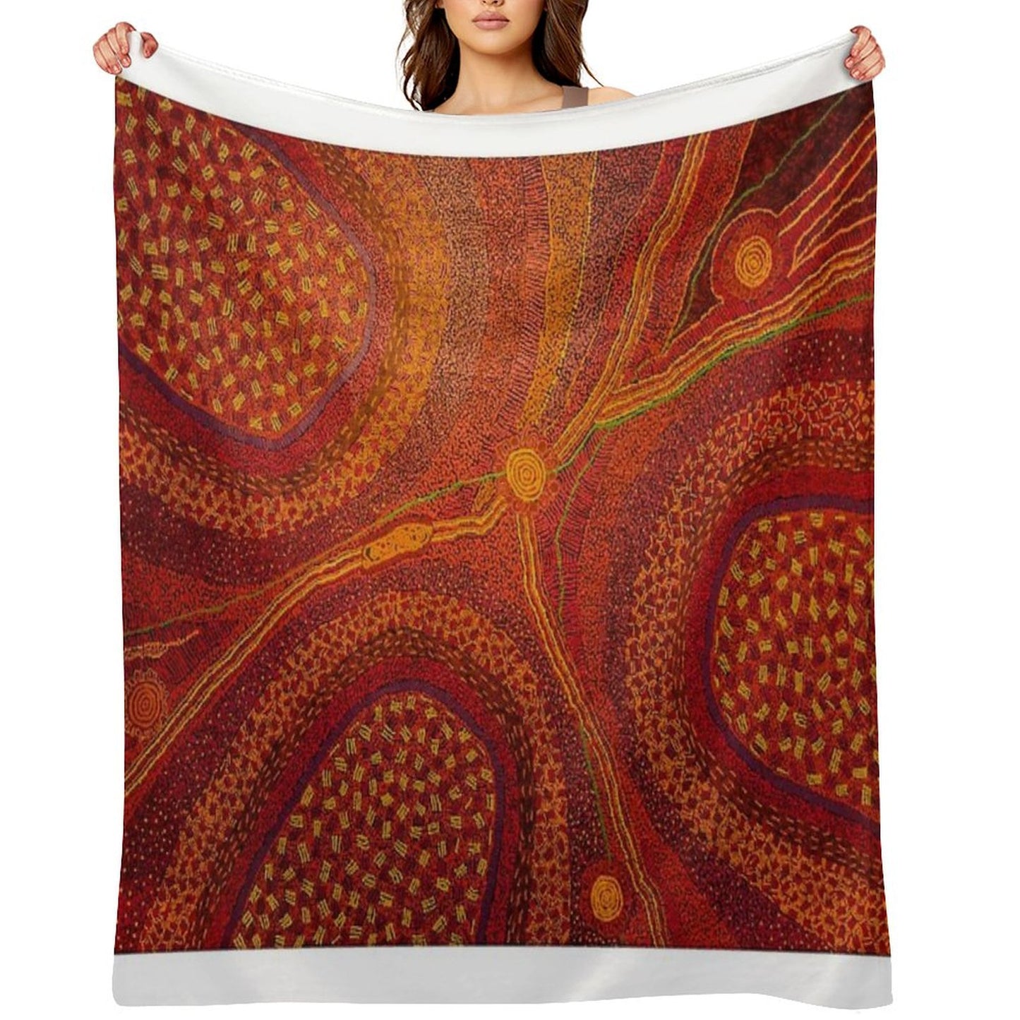Australian Aboriginal Art Vintage Throw Blanket