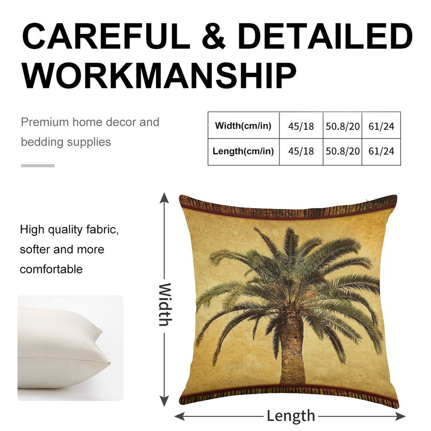 Tropical Retro Palm Tree Vintage Hawaiian Palms Linen Throw Pillow Cover