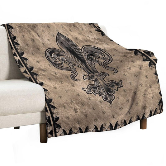 Fleur-de-lis - Black And Gold Throw Blanket