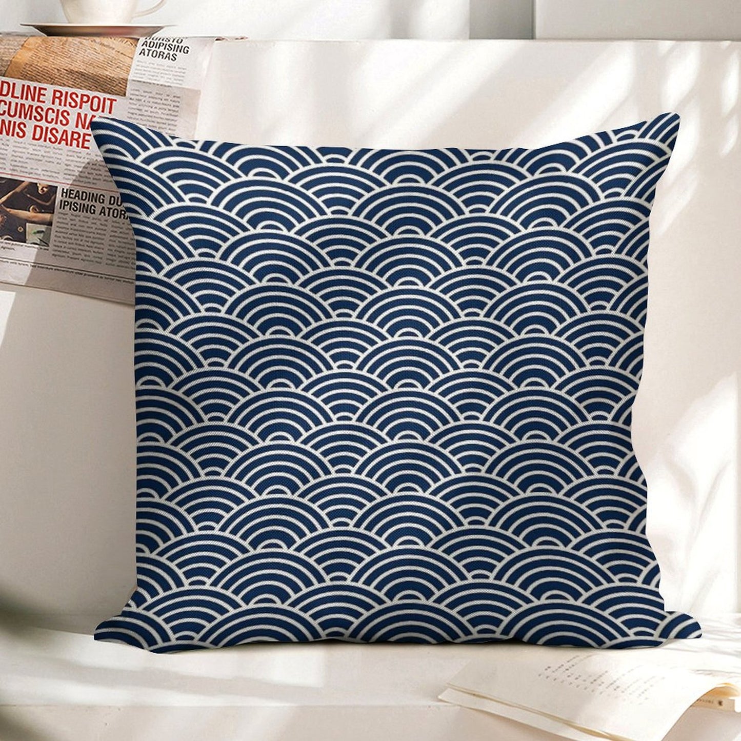 Seigaiha  Japanese Collection Linen Throw Pillow Cover